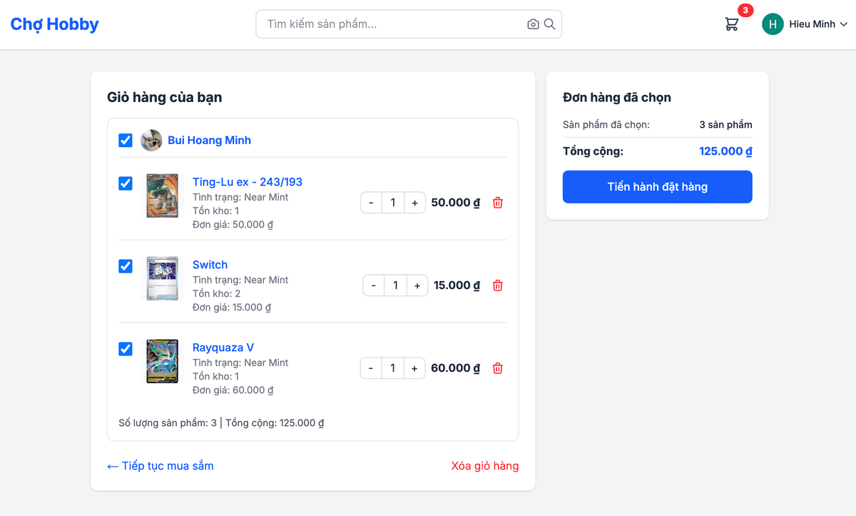 Screenshot: Trang giỏ hàng