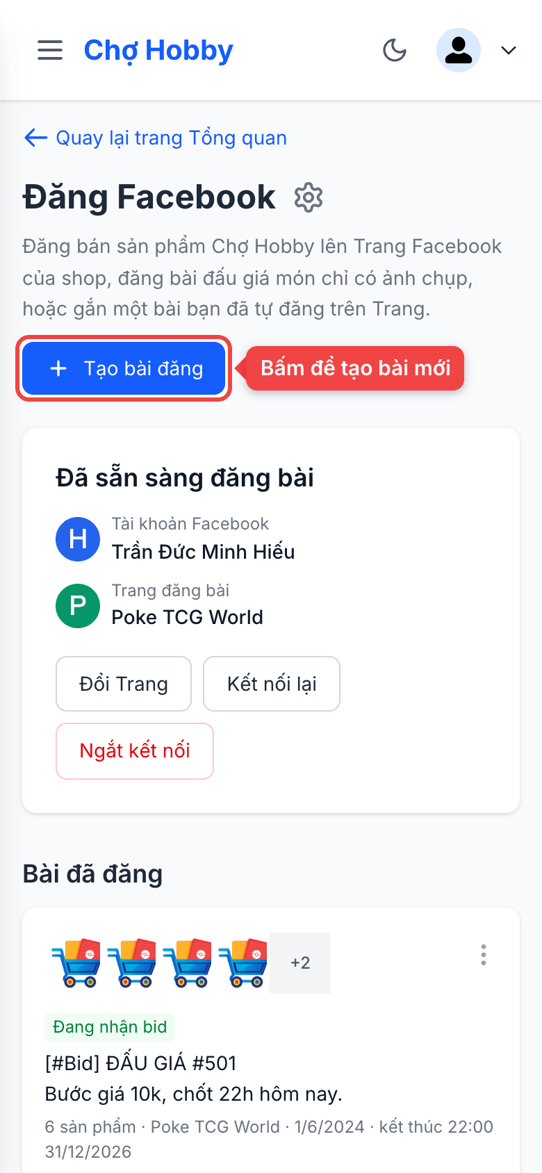 Nút Tạo bài đăng