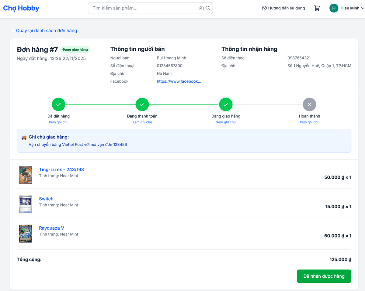 Screenshot: Trang chi tiết đơn hàng