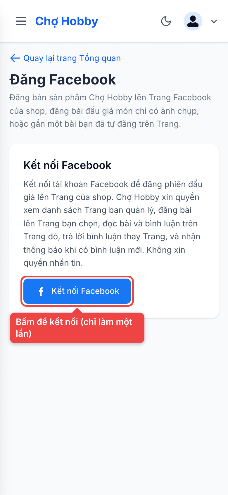 Nút Kết nối Facebook