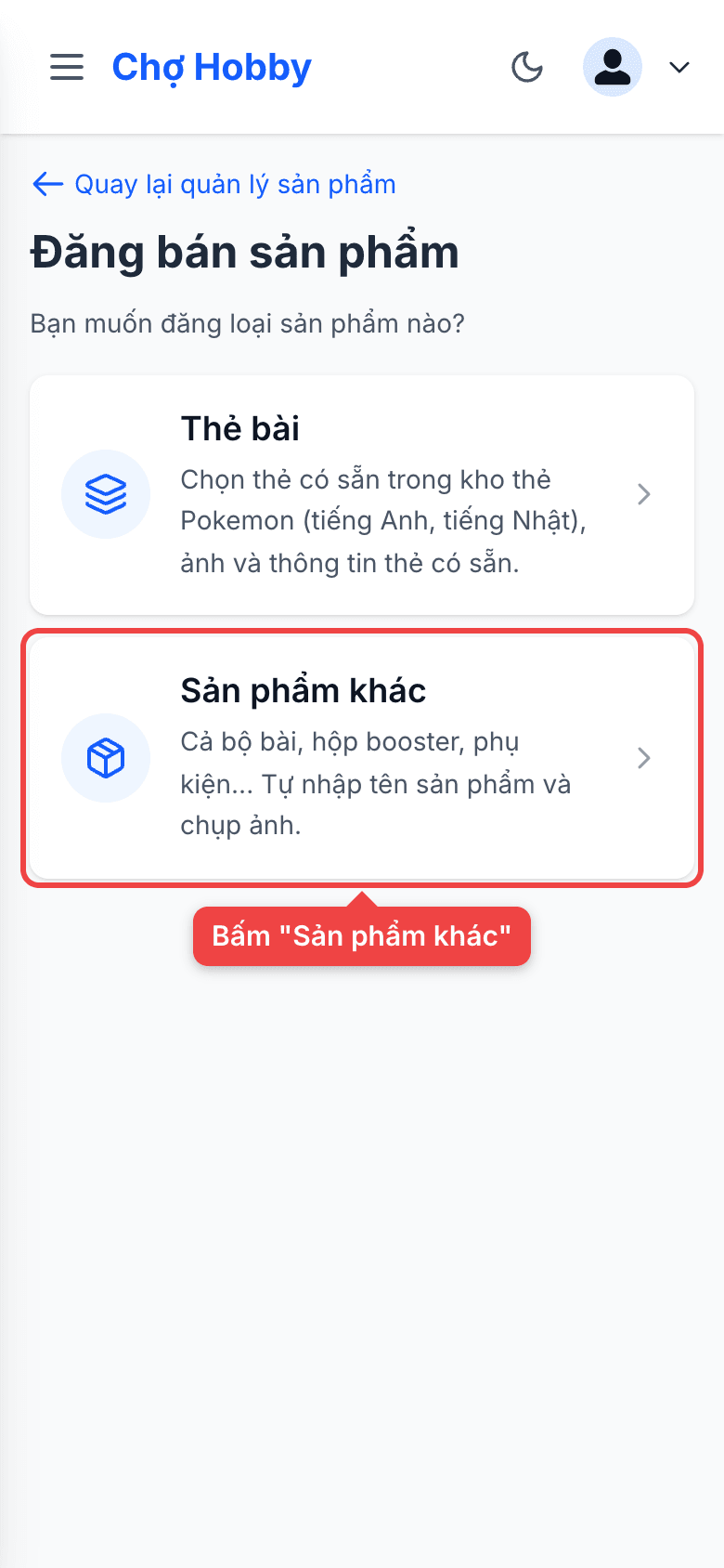 Lựa chọn Sản phẩm khác