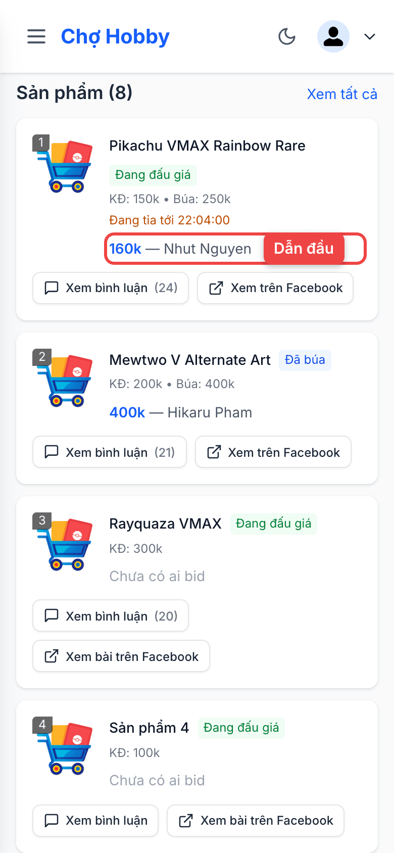 Sản phẩm với người đang dẫn
