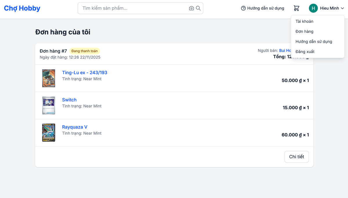Screenshot: Đơn hàng của tôi