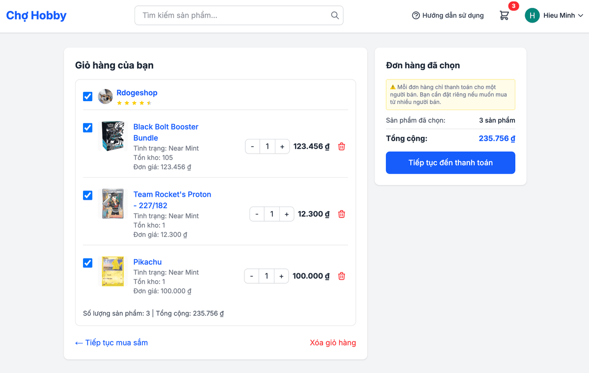 Screenshot: Trang giỏ hàng