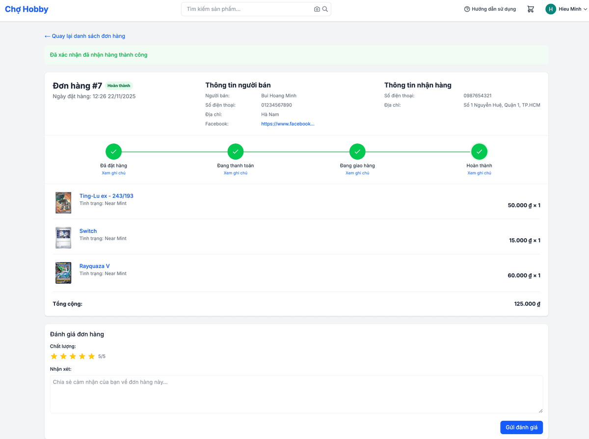 Screenshot: Trang chi tiết đơn hàng